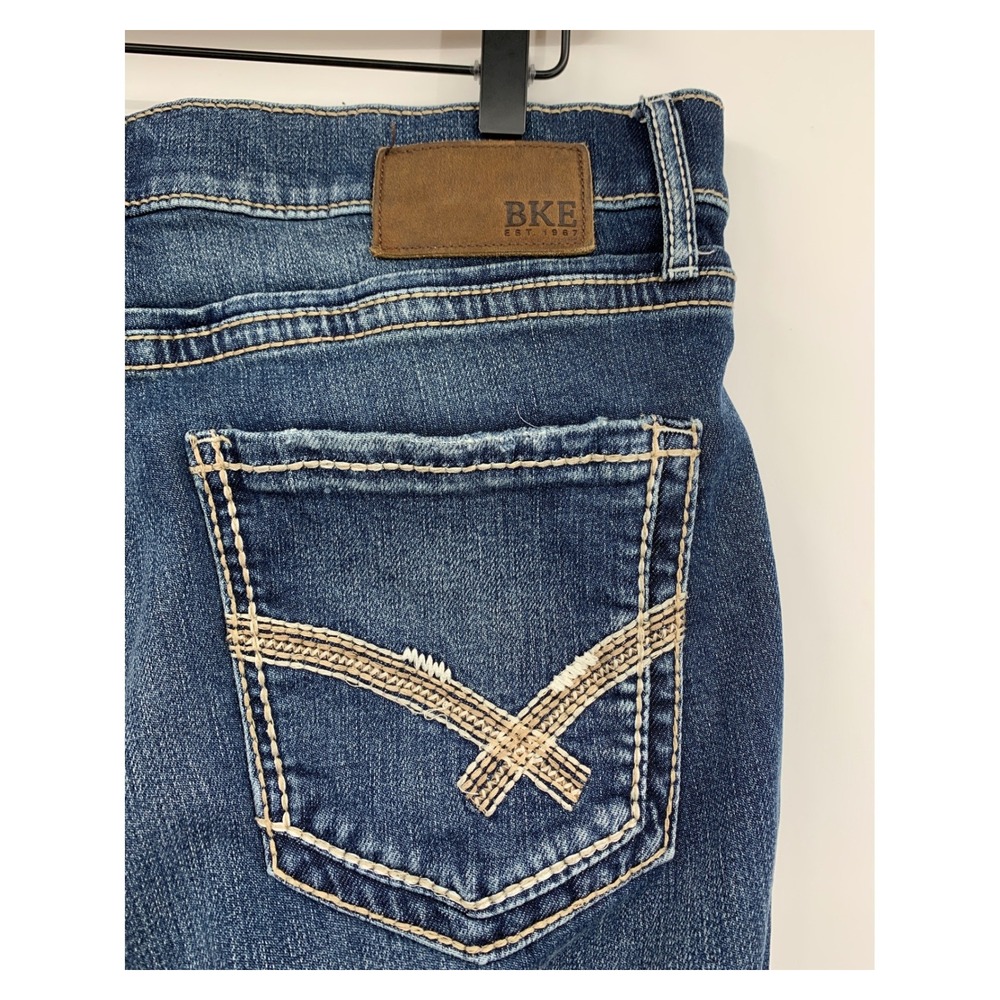 BKE Jake Jeans Mens 34x34 Blue Straight Leg Stretch Stitching Denim Pants